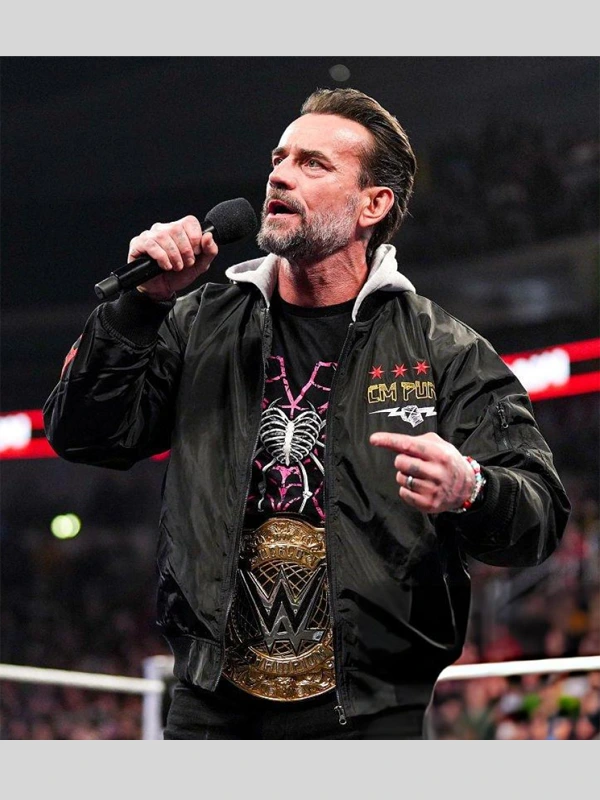 CM Punk Black Hooded Bomber Jacket CM Punk Black Hooded Bomber Jacket