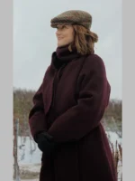 Champagne Problems Minka Kelly Maroon Wool Coat