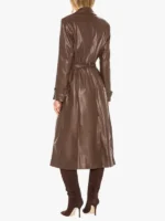 Chocolate Faux Leather Trench Coat Womens