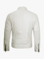 Classic Off White Caf Racer Leather Jacket Mens