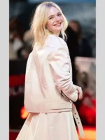Elle Fanning Predator Badlands Leather White Jacket