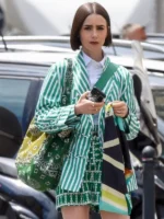 Emily in Paris S05 Emily Copper Green Striped Jacket