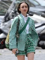 Emily in Paris S05 Lily Collins Striped Jacket Green