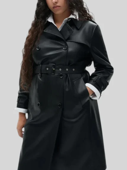 Leather Effect Trench Coat