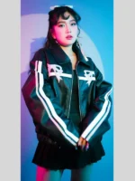 Leather Pink Bow Jacket