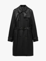 Leather-effect trench coat