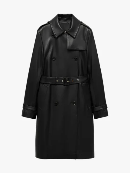Leather-effect trench coat