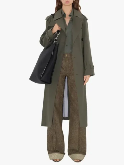 Long Stretch Wool Trench Coat