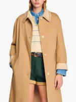 Long Trench coat with rhinestone collar