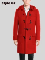 Man Vs Baby S01 Red Toggle Duffle Long Coat