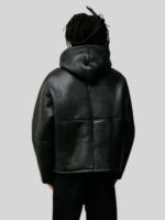 Men stussy shearling hooded jacket