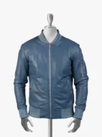 Men's Blue Bomber Struan Leather Jacket