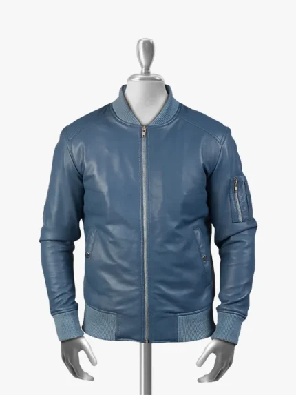 Men's Blue Bomber Struan Leather Jacket