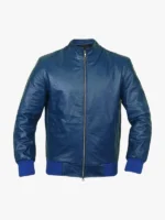 Men's Navy-Blue Bomber Flight Leather Jacket