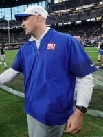 Mike Kafka Nike New York Giants Blue Half-Zip Sideline T-Shirt