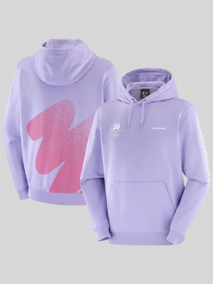 Milano Cortina 2026 Olympics Salomon Logo Graphic Purple Hoodie