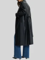 Military Faux Leather Trench-Coat for Women