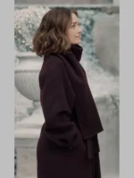 Minka Kelly Champagne Problems Maroon Wool Trench Coat