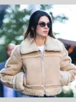 NYC Kendall Jenner Beige Leather Jacket