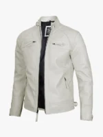Off White Biker Caf Racer Leather Jacket Mens