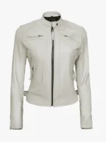 Off White Womens Quilted Moto Biker Jacket