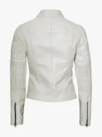 Off White Womens Slim Fit Real Leather Biker Jacket