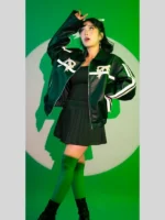 Pink Bow Ribbon Leather Oversized Jacket
