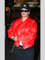 Red Leather Rihanna Jacket