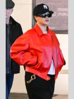 Rihanna Red Leather Jacket