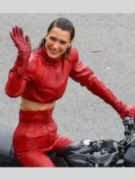 The Beauty Bella Hadid Leather Red Jacket