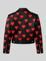 Valentine Day Heart-Printed Leather Jacket