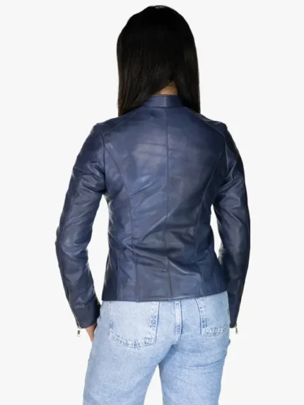 Vanessa Women's Blue Snap Tab Collar Jacket