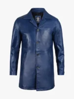 Waxed Blue Leather Coat