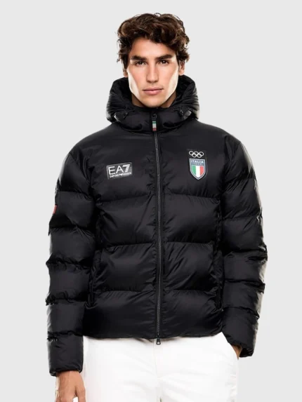 Winter Olympics 2026 Team Italia EA7 Puffer Jacket Black