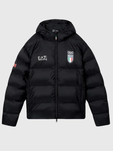 Winter Olympics 2026 Team Italy EA7 Emporio Armani Puffer Jacket Black