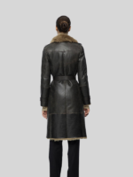 Women's Belted Shearling Leather Coat