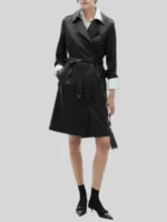 Women's Leather Effect Trench Coat