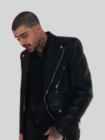 Zayn Malik Eyes Closed Leather Black Jacket