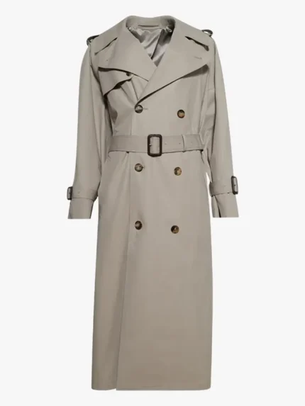 double-breasted belted trench coat