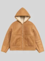 women's stussy shearling hooded jacket Beige