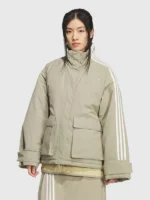 2026 Adidas 3 Stripes Padded Jacket Beige