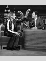 2026 jimmy fallon show Jamie Campbell Leather Jacket