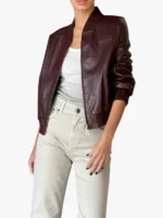 Burgundy Leather Bomber Nova Jacket