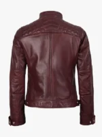 Burgundy Womens Real Lambskin Leather Motorcycle Jacket