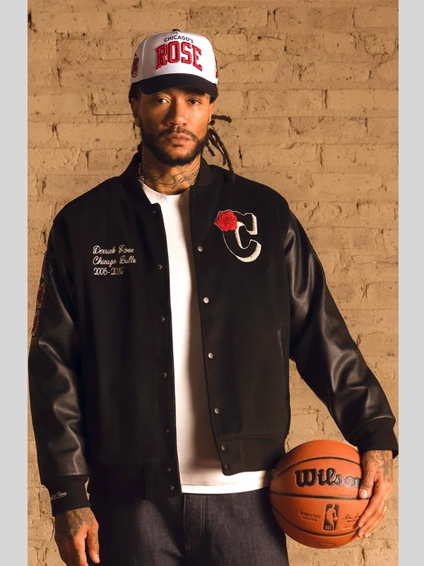 Derrick Rose Chicago Bulls Retirement Letterman Jacket Derrick Rose Chicago Bulls Retirement Letterman Jacket