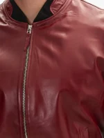 Genuine Burgundy Leather Bomber Jacket