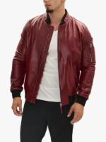 Genuine Leather Bomber Men Jacket Burgundy