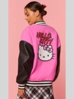 Hello Kitty Pink & Black Varsity Bomber Jacket