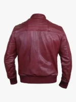 Jade Mens Maroon Bomber Leather Jacket