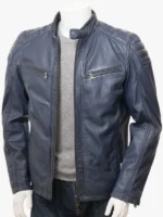 LUSTLEIGH Mens Blue Biker Jacket